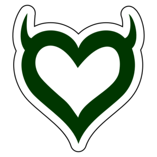 Heart With Horns Sticker (Dark Green)